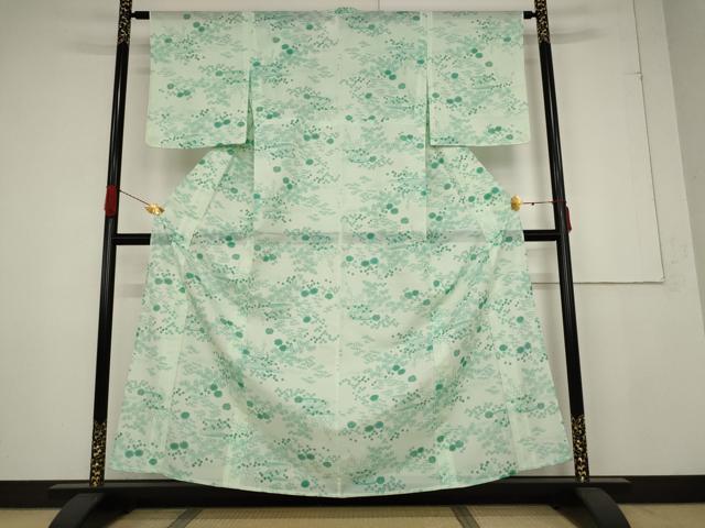 平和屋着物＊夏物　小紋　絽　流水草花文　洗える着物　未使用　AABB0595st_1
