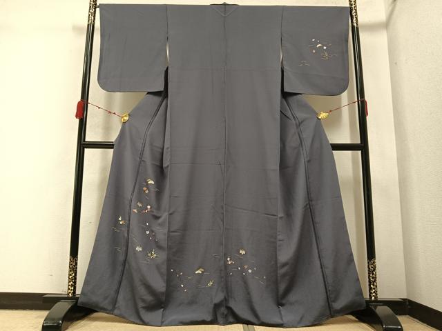 平和屋着物●訪問着　駒刺繍　松竹梅　金糸　正絹　逸品　AABB4323ph