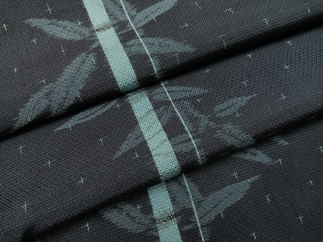 平和屋着物●お召　笹竹文　正絹　逸品　未使用　AABB3673ph