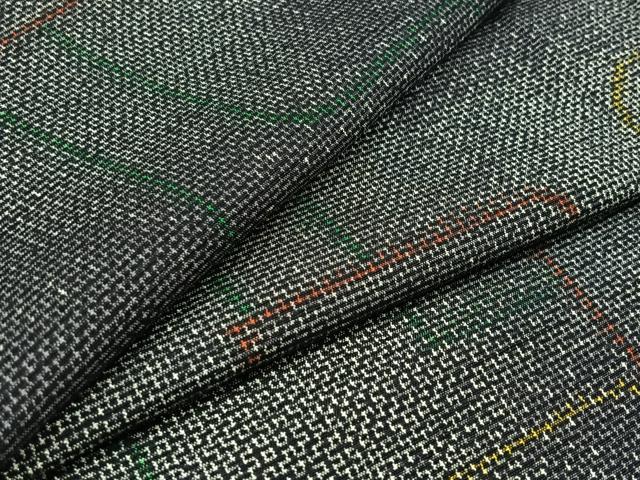 平和屋着物▽上質な紬　単衣　幾何学文　正絹　逸品　AABB3918jh