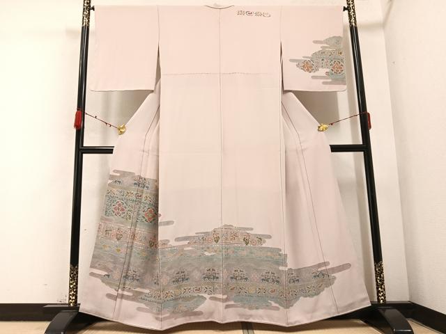 平和屋着物●訪問着　中国三大刺繍　汕頭刺繍　スワトウ刺繍　鳥獣花文　金糸　正絹　逸品　AABB4342ph