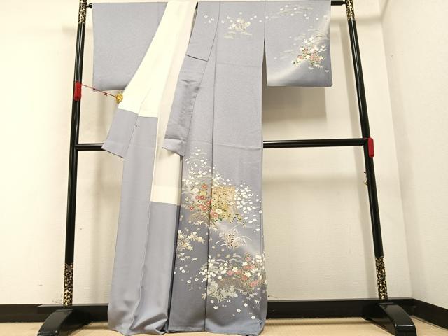 平和屋着物●訪問着　松竹梅几帳草花籬文　暈し染め　金彩　松坂屋扱い　正絹　逸品　AABB4382ph 平和屋着物○訪問着 松竹梅几帳草花籬文 暈し染め 金彩 松坂屋