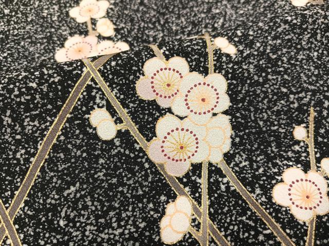 平和屋着物○訪問着 友禅 作家物 枝梅文 たたき染め 黒地 金彩