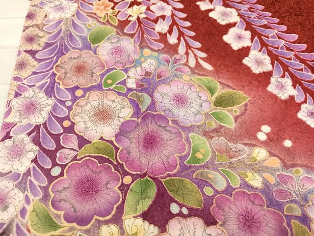 平和屋着物○豪華振袖 小寺義一 辻が花 絞り 暈し染め 金通し地