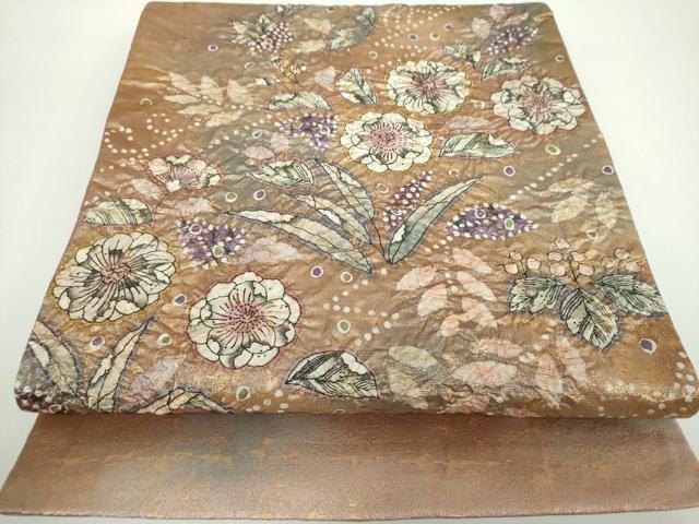 平和屋着物●太鼓柄袋帯　絞り　辻が花　金通し地　正絹　逸品　未使用　DAAX4873ps