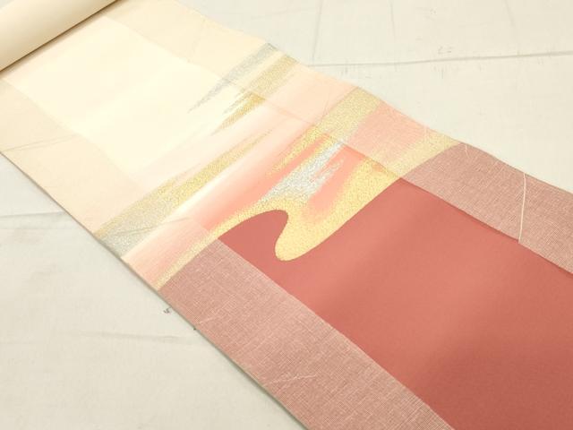 平和屋着物○名門 浅田綴 名古屋帯 反物 霞文 金銀糸 証紙付き