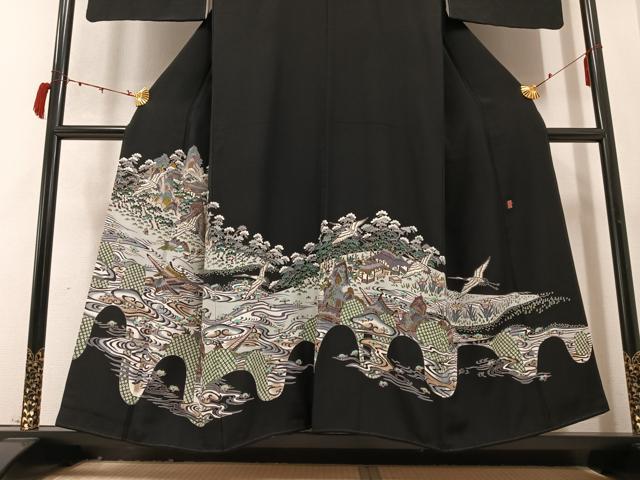 平和屋着物○本加賀友禅作家 村田幸司 黒留袖 飛鶴風景浜松