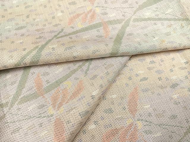 平和屋着物●本場大島紬　白大島　カタス9マルキ　草花文　正絹　逸品　AABB8169ph