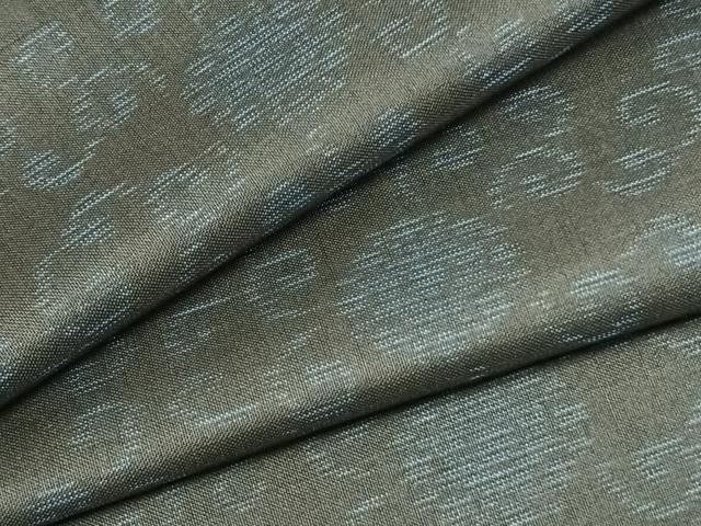 平和屋着物▽本場大島紬　単衣　花唐草文　黒地　正絹　逸品　AABB2281fy