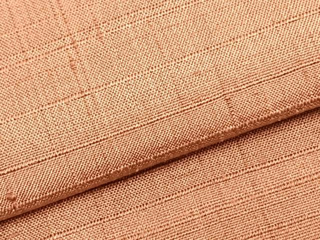 平和屋着物▽上質な紬　単衣　色無地　珊瑚朱色　正絹　逸品　AABB2318fy 平和屋着物▽上質な紬 単衣 色無地 珊瑚朱色 正絹 逸品 AABB2318fy