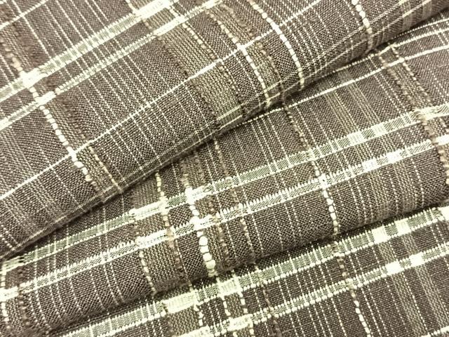 平和屋着物▽上質な紬　単衣　格子　正絹　逸品　AABB2344fy