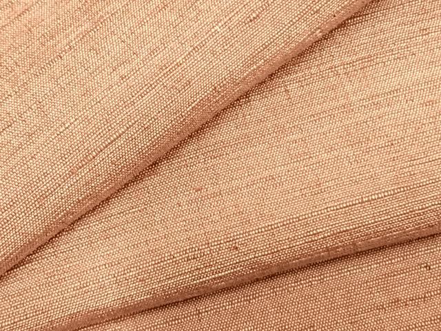 平和屋着物▽上質な紬　単衣　色無地　珊瑚色　正絹　逸品　AABB2350fy