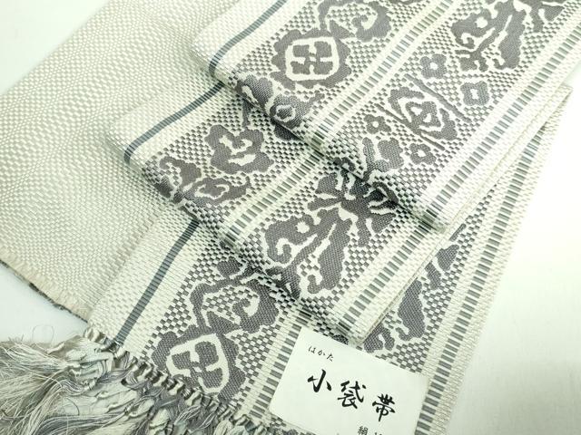 平和屋着物■極上　本場筑前博多織　半幅帯　草花間道　西村織物　逸品　未使用　DZAB0669kh5