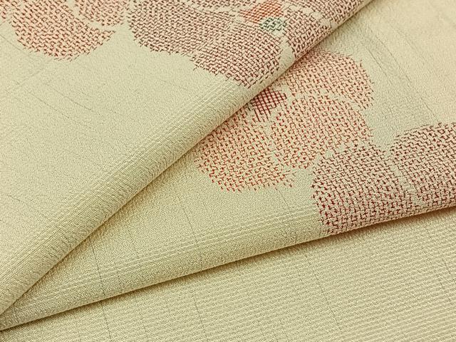 平和屋着物▽本塩沢　単衣　舞花文　正絹　逸品　AABC0692jh