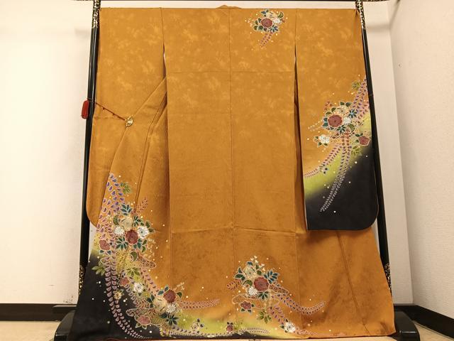平和屋着物●豪華振袖　辻が花　絞り　暈し染め　金彩　ロング丈　正絹　逸品　AABB8196ph