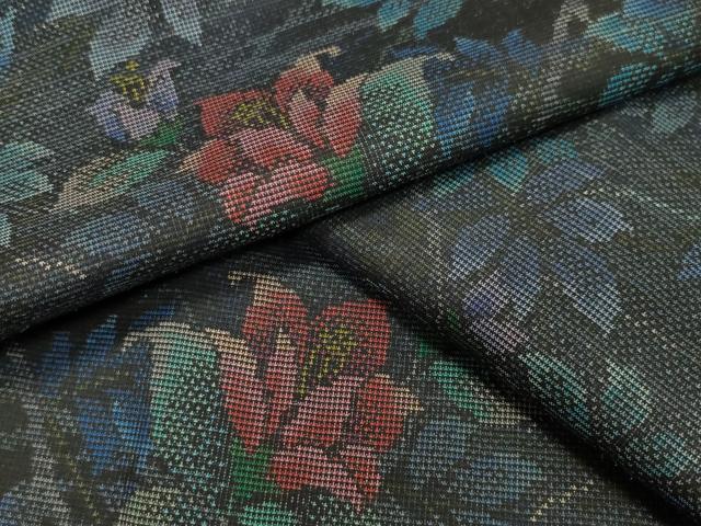 平和屋着物●本場大島紬　9マルキ　草花文　正絹　逸品　未使用　CAAY6774gh