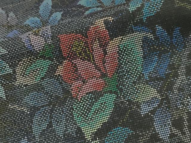 平和屋着物●本場大島紬　9マルキ　草花文　正絹　逸品　未使用　CAAY6774gh 平和屋着物○本場大島紬 9マルキ 草花文 正絹 逸品 未使用 CAAY6774gh