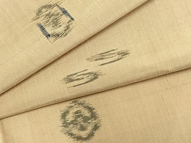 平和屋着物▽上質な紬　単衣　亀甲花文　正絹　逸品　AABB2439fy