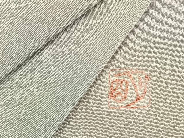 平和屋着物▽日本工芸会正会員　染色作家　木原明　小紋　単衣　霞文　鬼しぼ縮緬　正絹　逸品　AABC0252fy