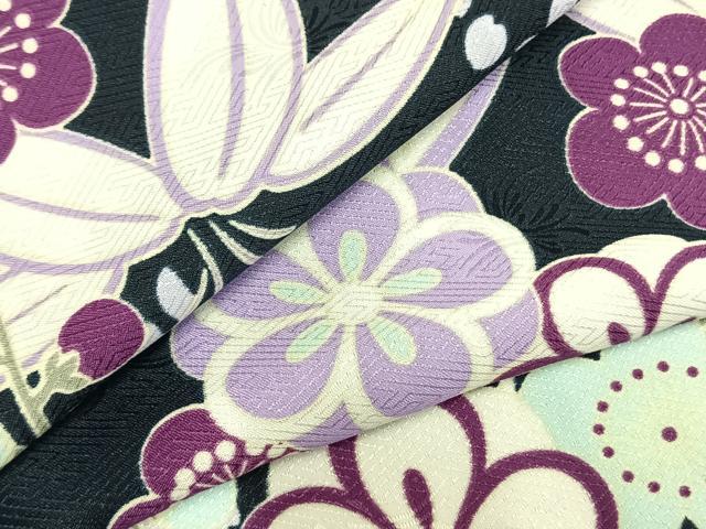 平和屋着物▽リョウコキクチ　Ryoko Kikuchi　小紋　単衣　舞花文　松　洗える着物　AABC0282fy