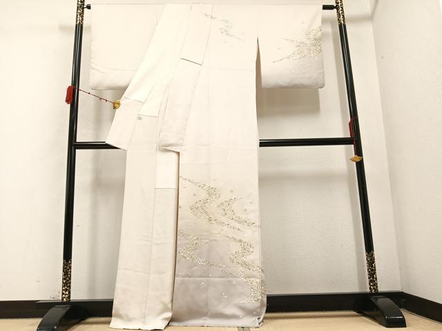 平和屋着物○訪問着 刺繍 舞花文 暈し染め 正絹 逸品 AABC1742ph