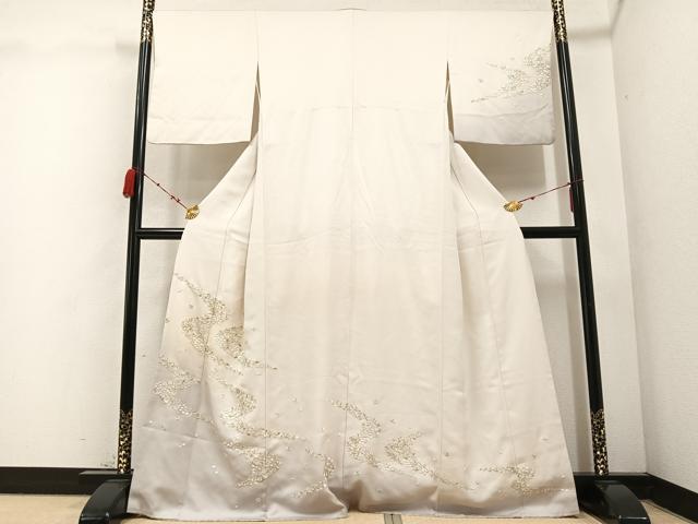 平和屋着物●訪問着　刺繍　舞花文　暈し染め　正絹　逸品　AABC1742ph