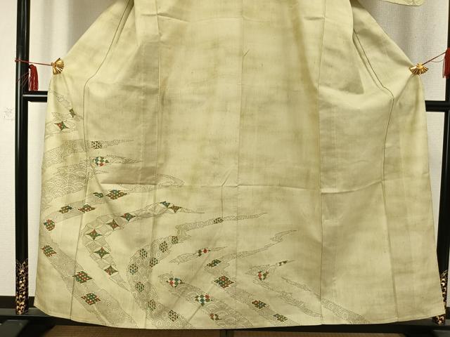 平和屋着物▽訪問着　単衣　紬地　吉祥文　正絹　逸品　AABC0352fy 平和屋着物▽訪問着 単衣 紬地 吉祥文 正絹 逸品 AABC0352fy
