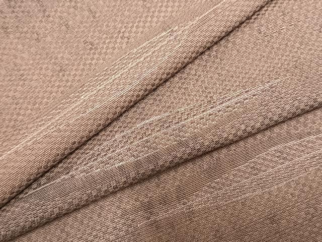 平和屋着物▽上質な紬　単衣　舞葉文　正絹　逸品　AABC0434fy