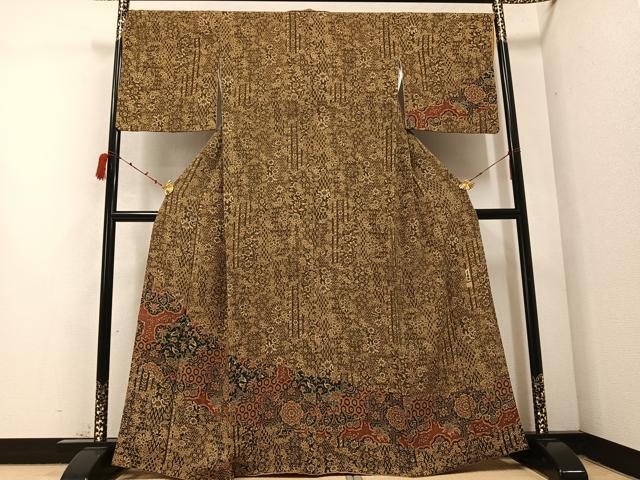 平和屋着物●二代目更甚　江戸更紗　訪問着　更紗花文　鬼しぼ縮緬　正絹　逸品　AABC2581ph