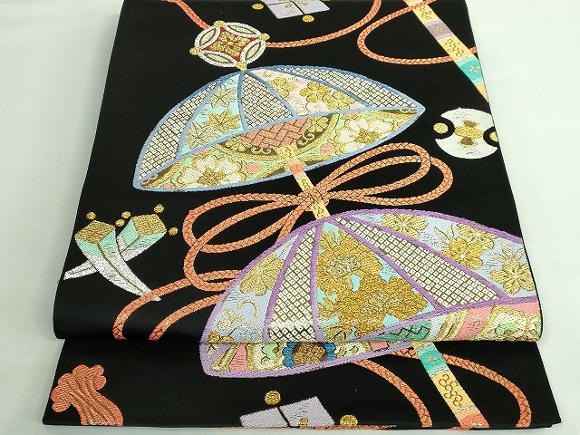 平和屋着物■極上　西陣最高峰・北尾織物匠　六通柄袋帯　唐織　錦繍吉祥綾文　黒地　金銀糸　逸品　DZAB0924kh5