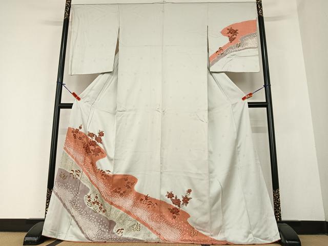 平和屋着物●訪問着　絞り　道長花文　金彩　ロング丈　正絹　逸品　AABC0012zg