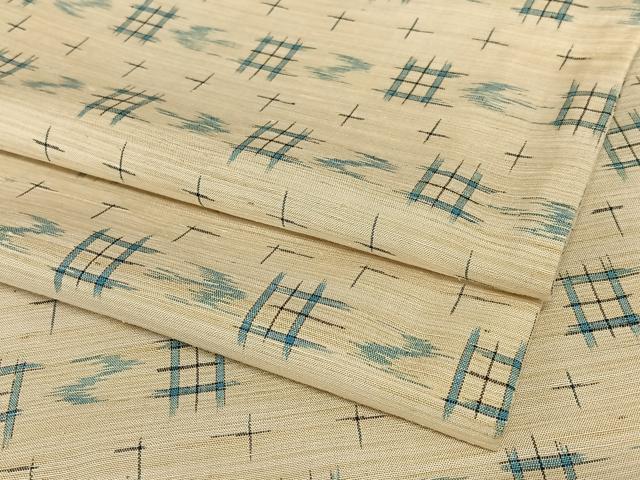 平和屋着物●上質な紬　井桁絣　正絹　逸品　AABC0049zg