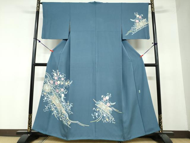 平和屋着物●本加賀友禅作家　岡本幸治　訪問着　更紗花唐草文　正絹　逸品　DAAY5243ud