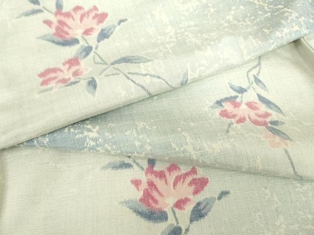 平和屋着物●小千谷紬　霞花文　正絹　逸品　DAAX3813az