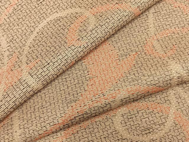 平和屋着物▽上質な紬　単衣　唐草文　正絹　逸品　AABC0575fy