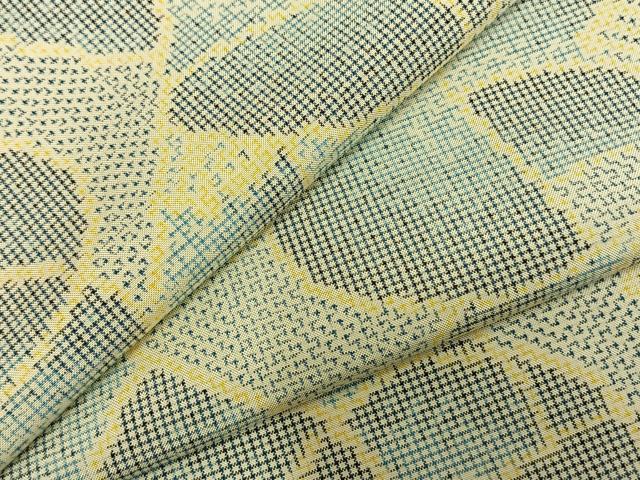 平和屋着物▽本場大島紬　単衣　幾何学文様　正絹　逸品　AABC3743fy