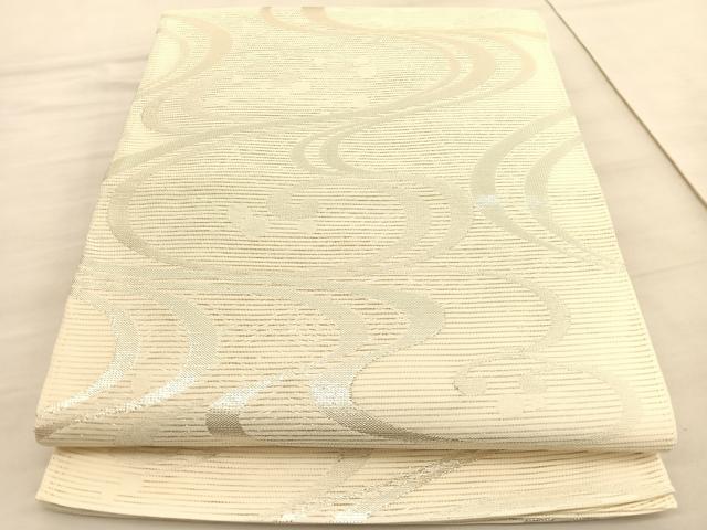 平和屋着物＊夏物　六通柄袋帯　流水文　銀糸　正絹　逸品　BAAV5377hv