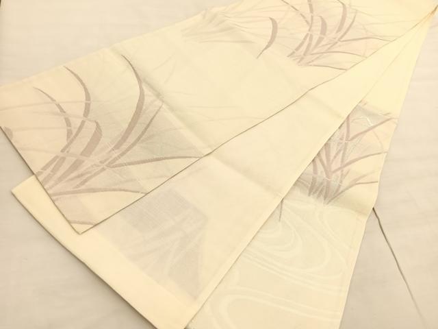 平和屋着物＊夏物　六通柄袋帯　流水草葉文　銀糸　正絹　逸品　BAAV5381hv_4