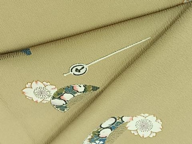 平和屋着物▽小紋　単衣　舞花文　洗える着物　AABC6763jh