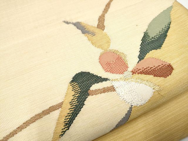 平和屋着物○太鼓柄袋帯 すくい織 枝花文 金銀糸 正絹 逸品
