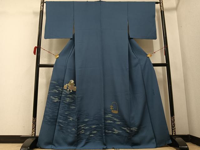 平和屋着物●友禅作家　藤井一乃和　色留袖　手描き　童子　金糸　正絹　逸品　AABC6061ph