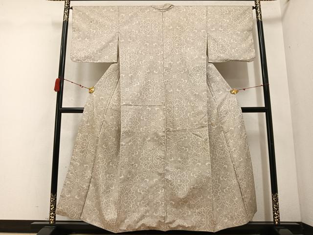 平和屋着物○本場大島紬 白大島 一元7マルキ 花唐草文 正絹 逸品