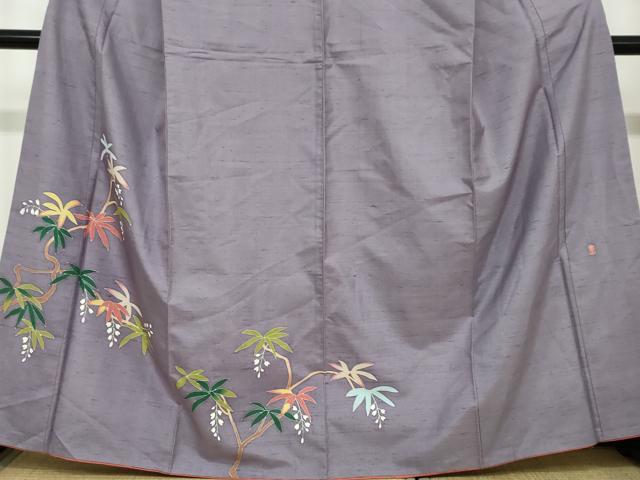 成竹登茂男　本加賀友禅　訪問着　白山紬　枝椿文　未着用　美品 平和屋着物○本加賀友禅作家 成竹登茂男 訪問着 白山紬