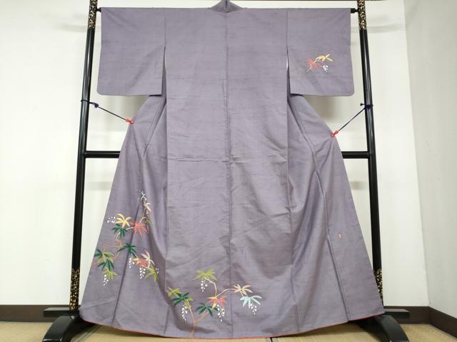 成竹登茂男　本加賀友禅　訪問着　白山紬　枝椿文　未着用　美品 平和屋着物○本加賀友禅作家 成竹登茂男 訪問着 白山紬