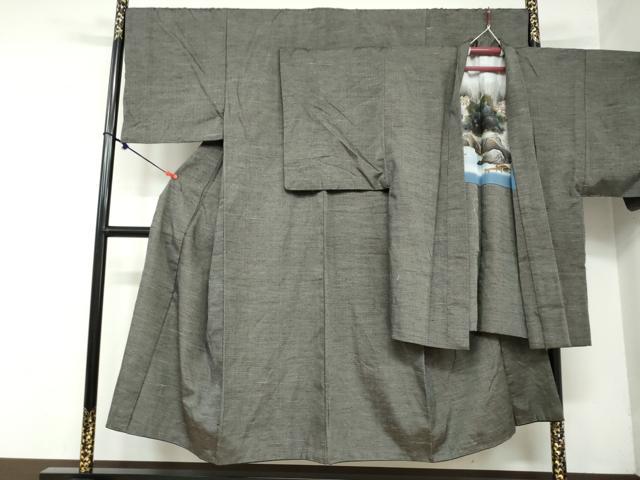 平和屋着物●男性　紬　アンサンブル　長羽織　160亀甲　正絹　逸品　DAAY5425ud