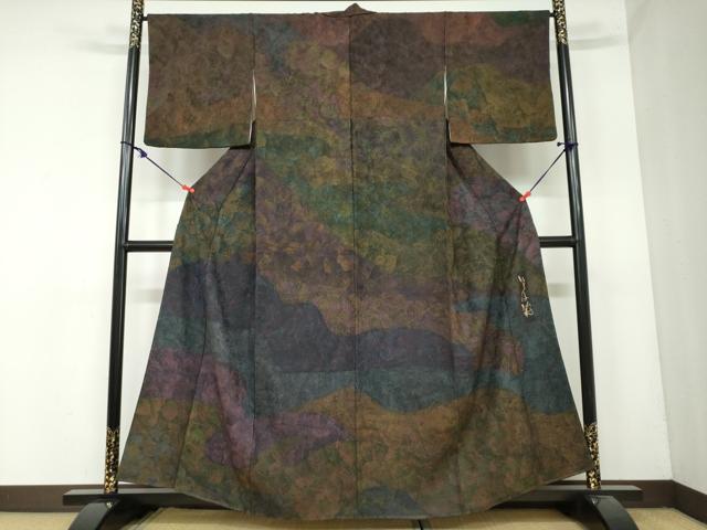 平和屋着物●訪問着　いろは箔　横段葉尽くし文　正絹　逸品　DAAY5435ud