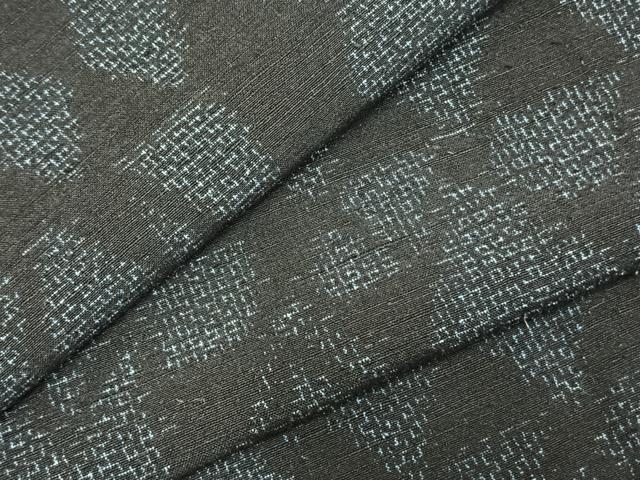 平和屋着物▽上質な紬　単衣　幾何学文様　正絹　逸品　AABC3809fy