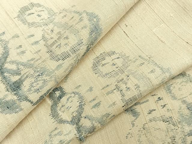 平和屋着物▽生紬　単衣　こけし　正絹　逸品　AABC3815fy