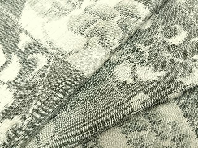 平和屋着物▽上質な紬　単衣　草花文　正絹　逸品　AABC3810fy