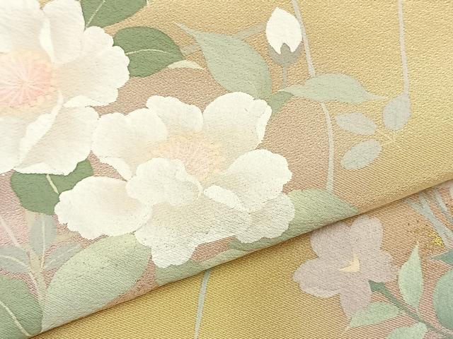 平和屋着物▽訪問着 単衣 草花文 暈し染め 金彩 正絹 逸品